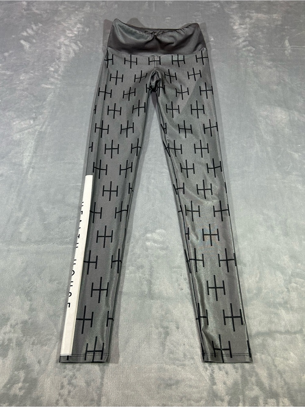Goldsheep Gray Leggings with Black Allover Logo